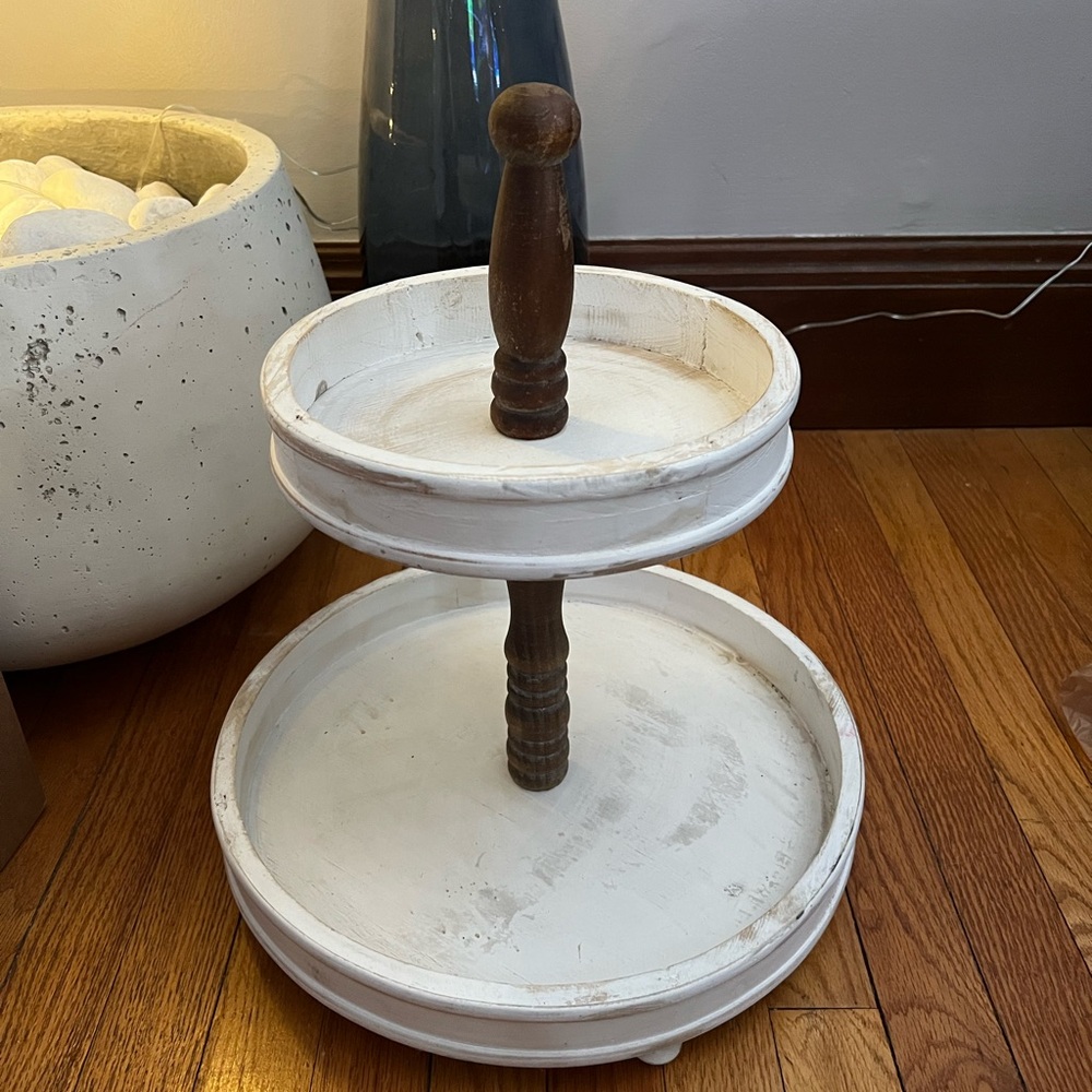 Rustic Two-Tiered Wooden Tray